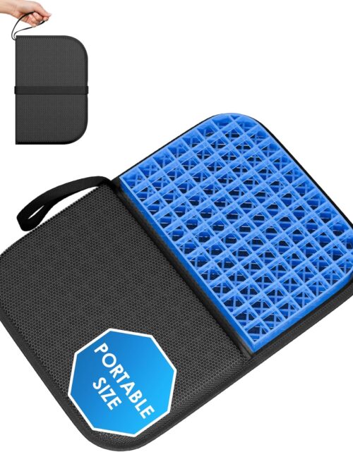 Gel Travel Seat Cushion, Portable Airplane Seat Cushion, 14.5" x 10.5" Foldable for Airplane Seats, Office Chair, Camping, Bleachers, Flights, Commute